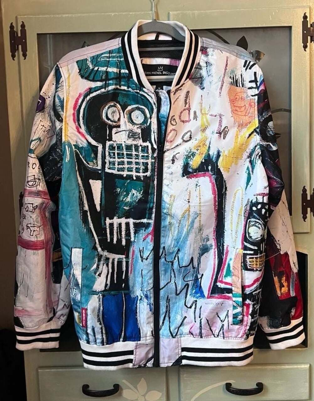 Members Only Jean-Michel Basquiat Collaboration All-Over Print Bomber Jacket - Picture 3 of 5